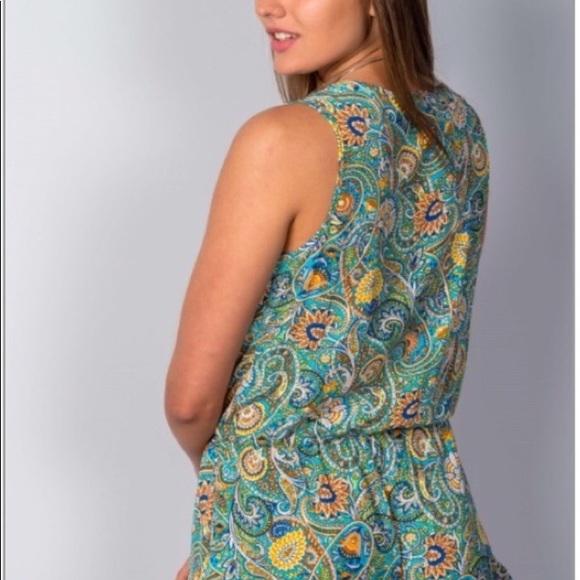 Turquoise Paisley Print Ruffle Romper Size S - Picture 4 of 9